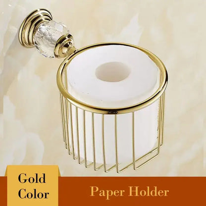 European gold metal bathroom towel rack with crystal accent and toilet brush holder for decorbites crystal bathroom use