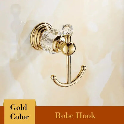 European gold and crystal bathroom towel rack with crystal bathroom towel hook and polished metallic finish for decorbites crystal bathroom