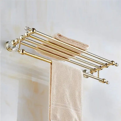 European gold and crystal bathroom towel rack with four tiers, crystal accents, and toilet brush holder for decorbites crystal bathroom use