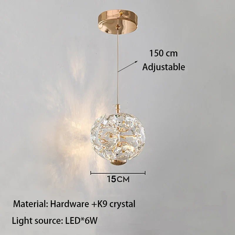 European K9 Crystal Mini Pendant Light in Polished Chrome - Decorbites