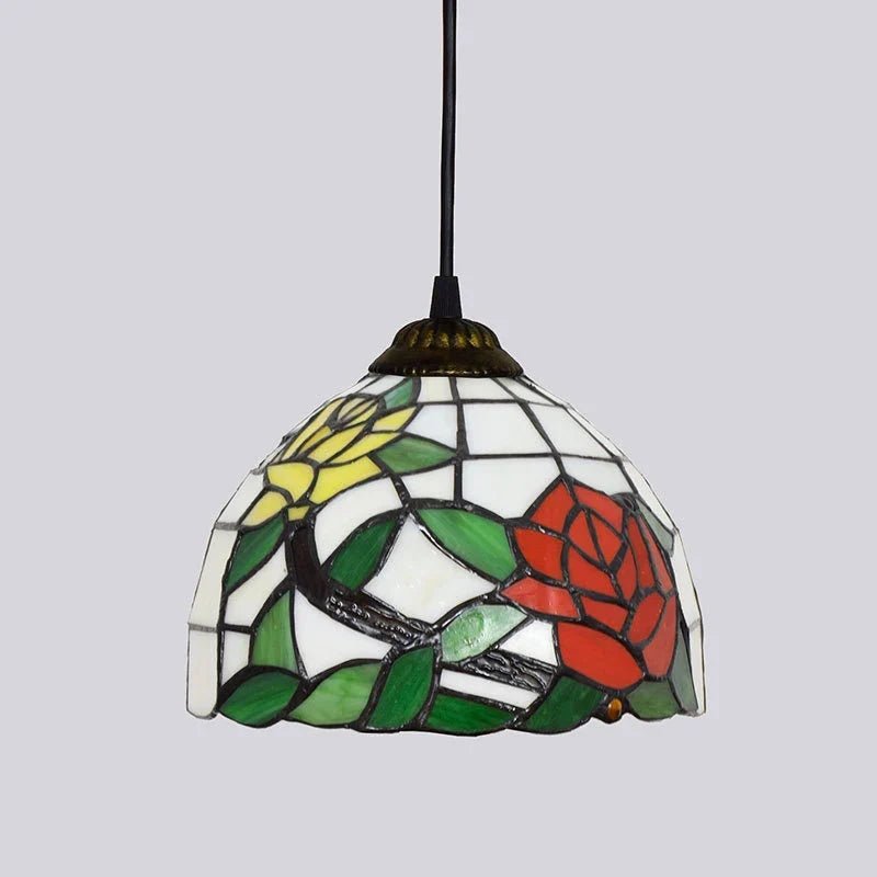 European Stained Glass Pendant Light, 20cm - Decorbites