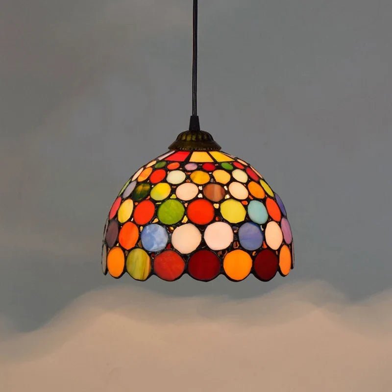 European Stained Glass Pendant Light, 20cm - Decorbites
