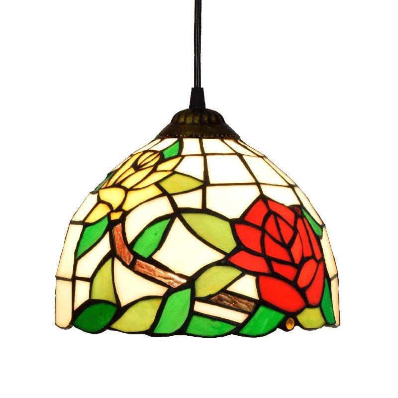 European Stained Glass Pendant Light, 20cm - Decorbites