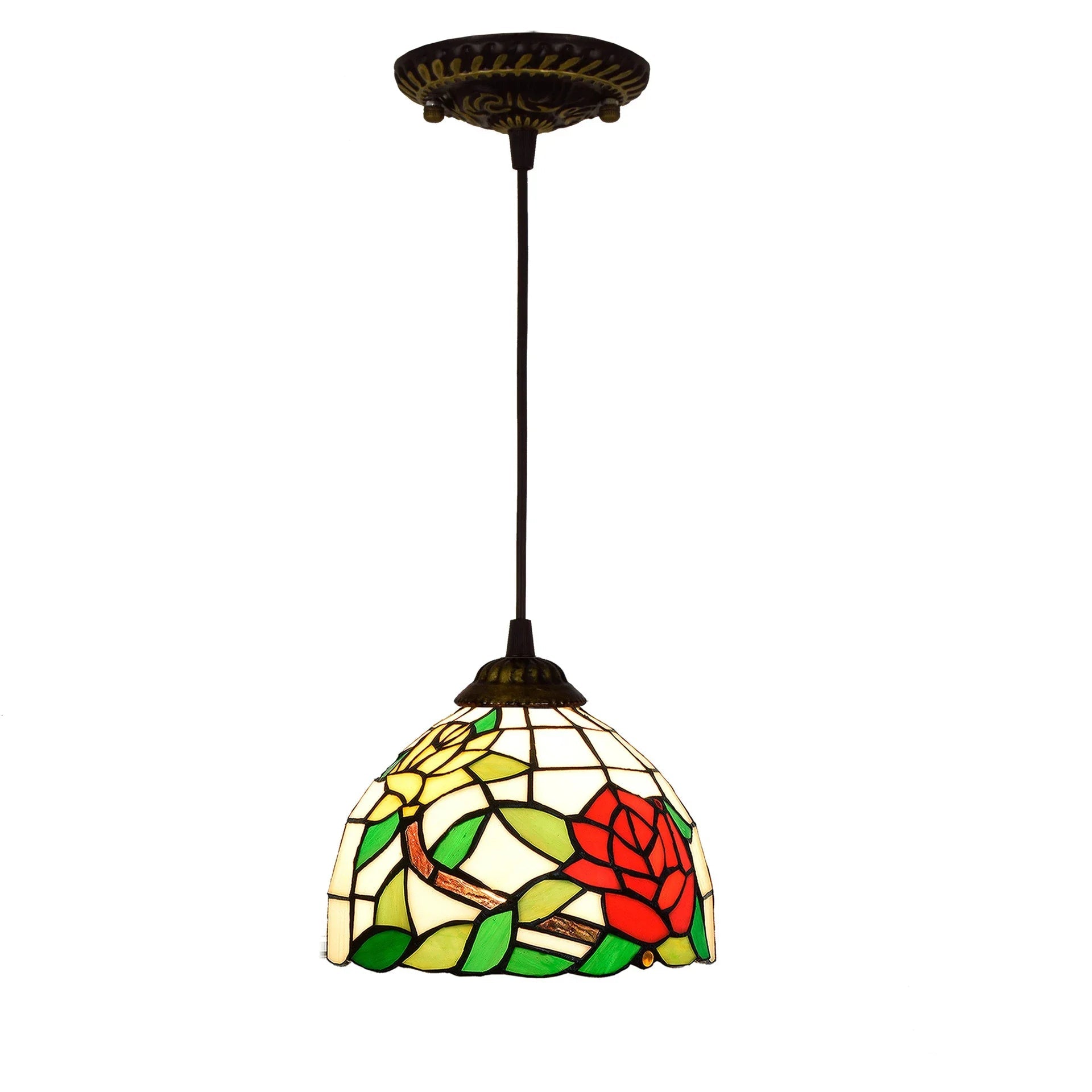 European Stained Glass Pendant Light, 20cm - Decorbites