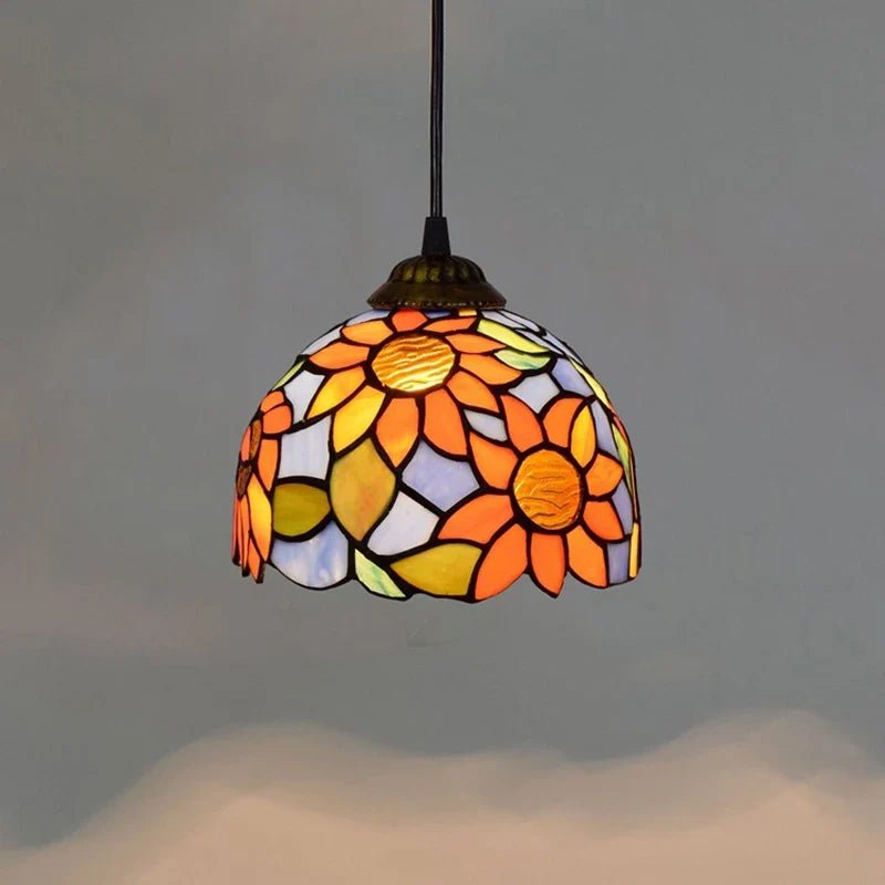 European Stained Glass Pendant Light, 20cm - Decorbites