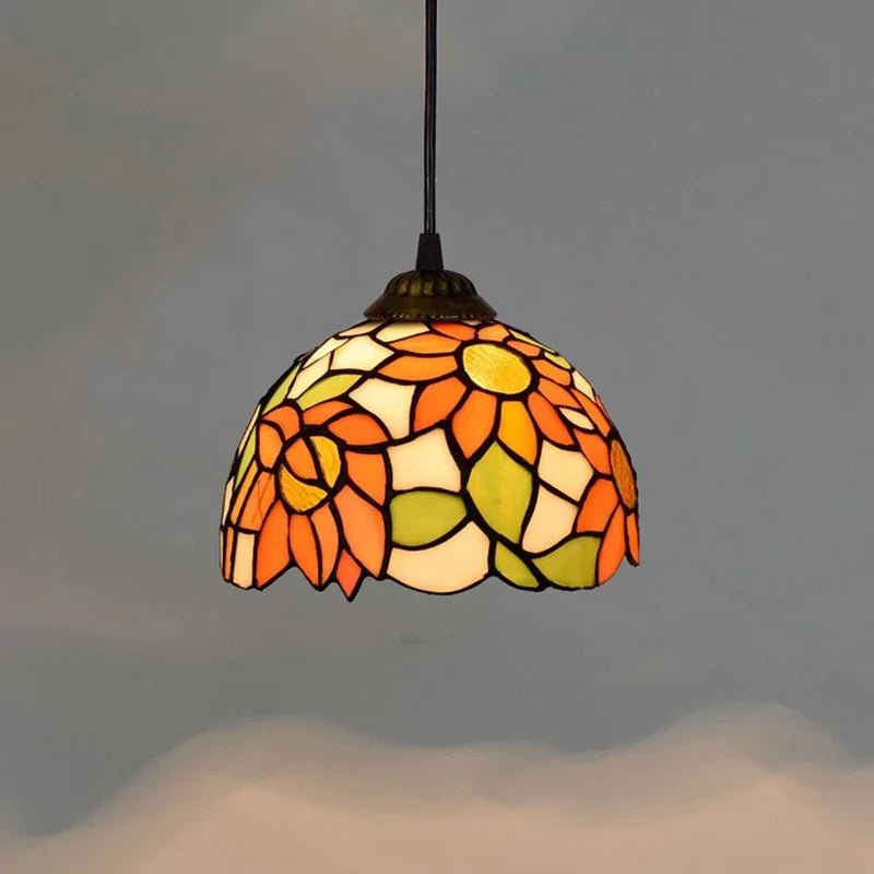 European Stained Glass Pendant Light, 20cm - Decorbites