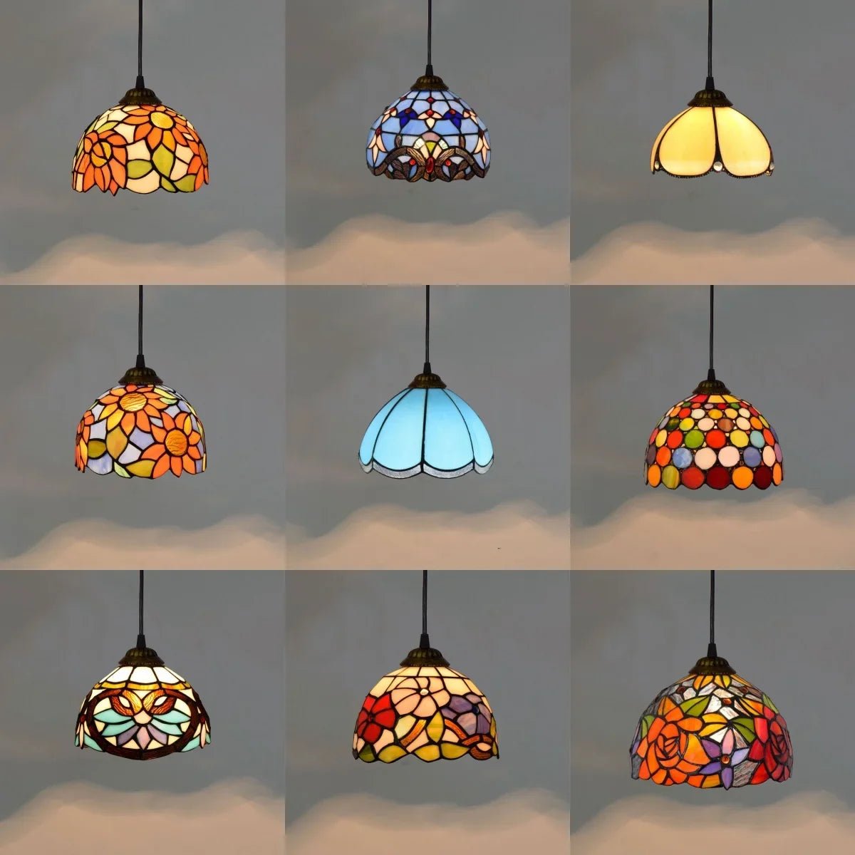 European Stained Glass Pendant Light, 20cm - Decorbites