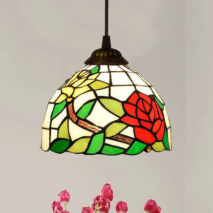 European Stained Glass Pendant Light, 20cm - Decorbites