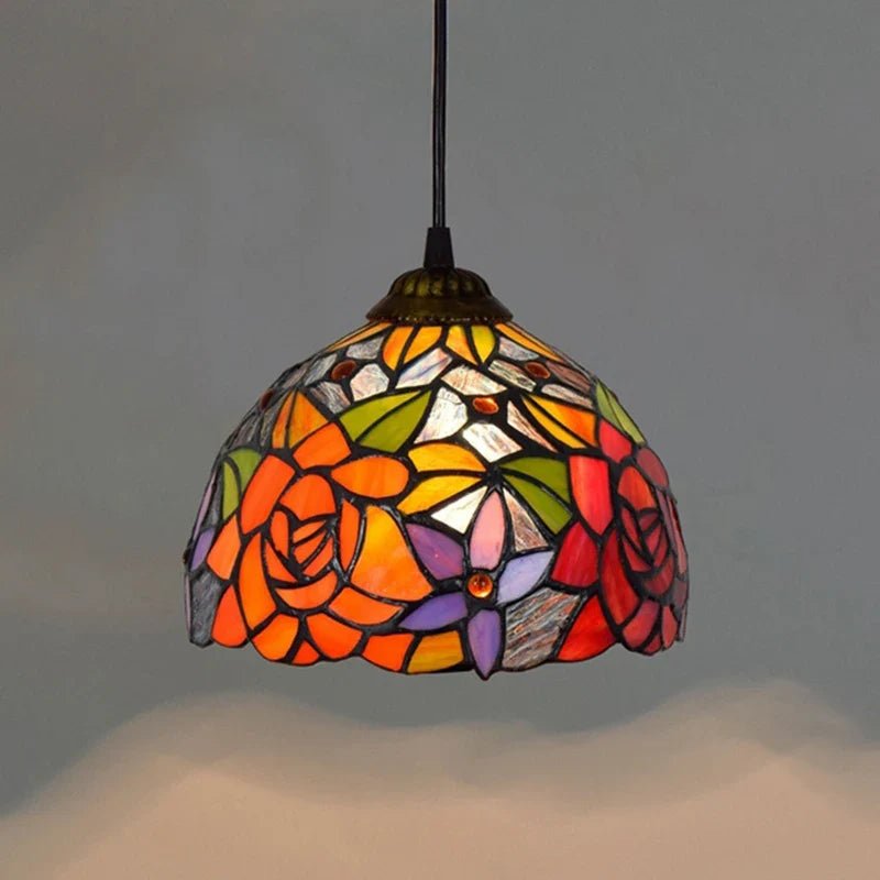 European Stained Glass Pendant Light, 20cm - Decorbites