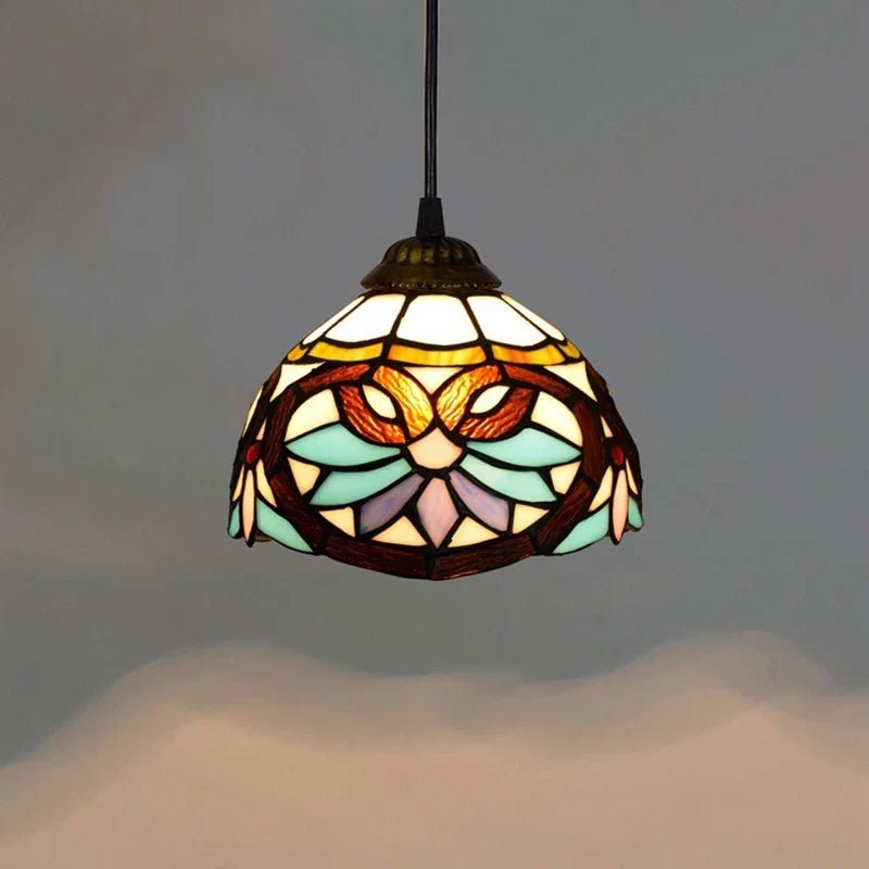 European Stained Glass Pendant Light, 20cm - Decorbites