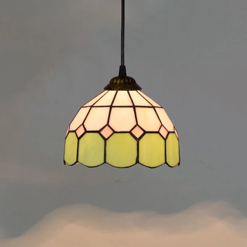 European Stained Glass Pendant Light, 20cm - Decorbites
