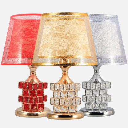 European style gold crystal table lamp with crystal-encrusted bases and lace decorbites crystal table lampshades in red gold and silver