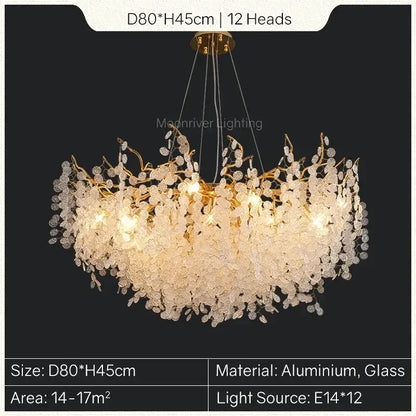 European style gold tree branch chandelier with 12 illuminated heads crafted from aluminum and glass for dining room decorbites gold tree