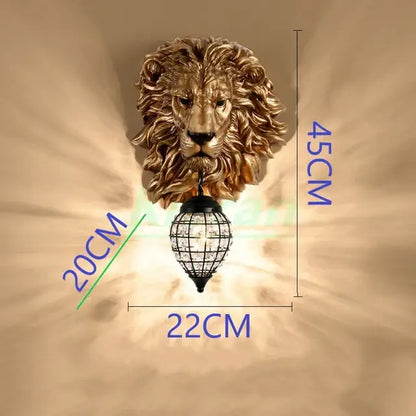 European style golden lion head wall lamp with black metal cage pendant for living room decorbites lion head wall lamp