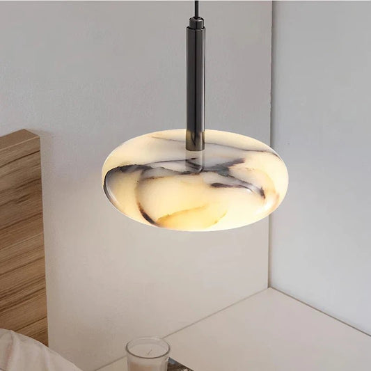 European White Marble Bedside Pendant Light for Bedroom - Decorbites