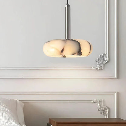 European White Marble Bedside Pendant Light for Bedroom - Decorbites