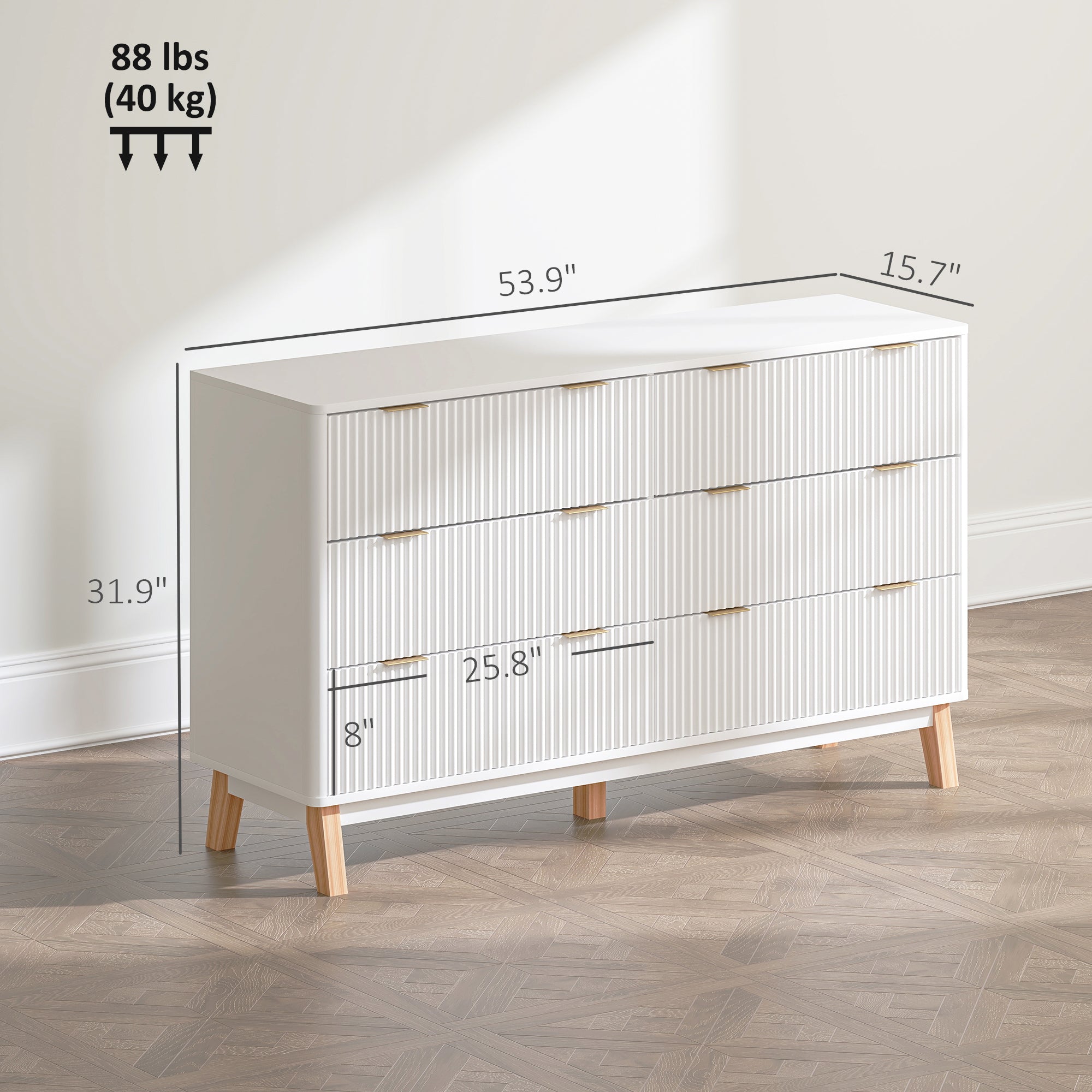 White Fluted Double Dresser