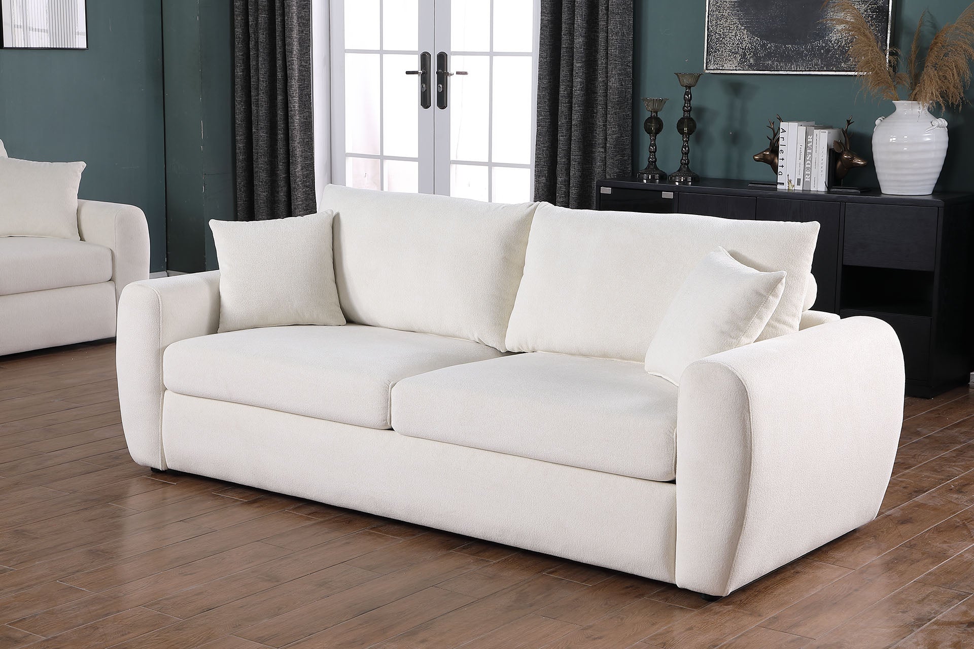 Beige Compressed Sofa Chenille Fiber Foam