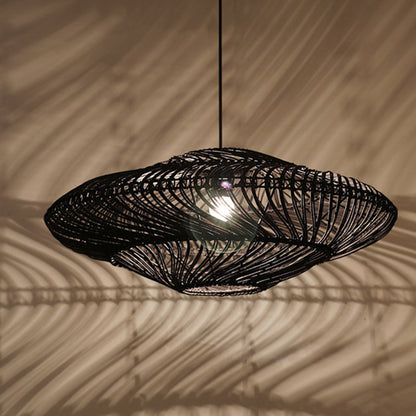 Chinese Zen Tea Room Rattan-weaved Ceiling Lamp