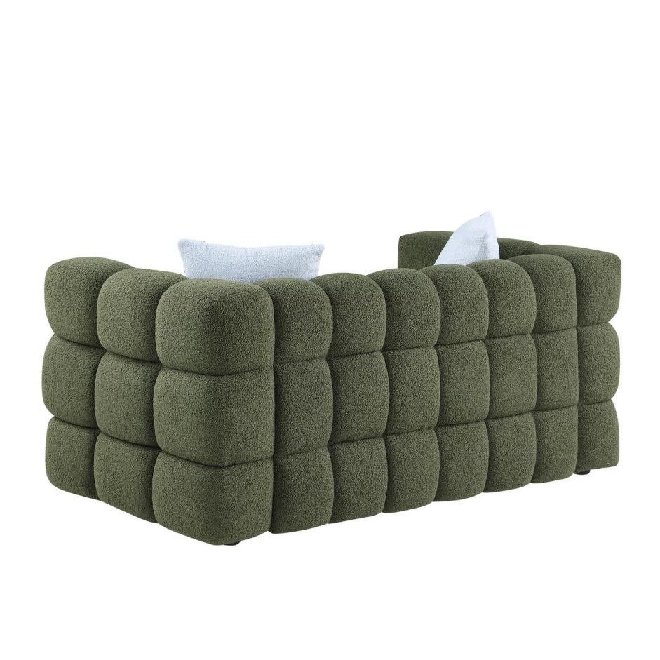 Olive Boucle 3-Seater Sofa