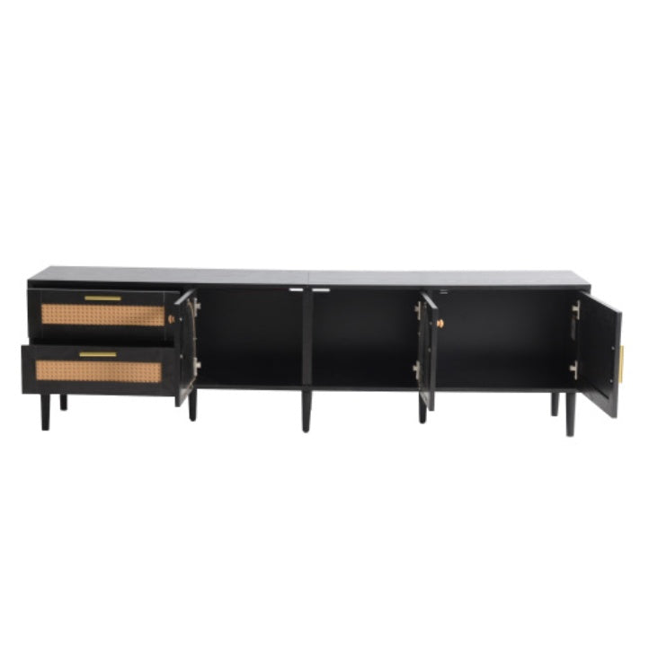 Black Rattan Media Console