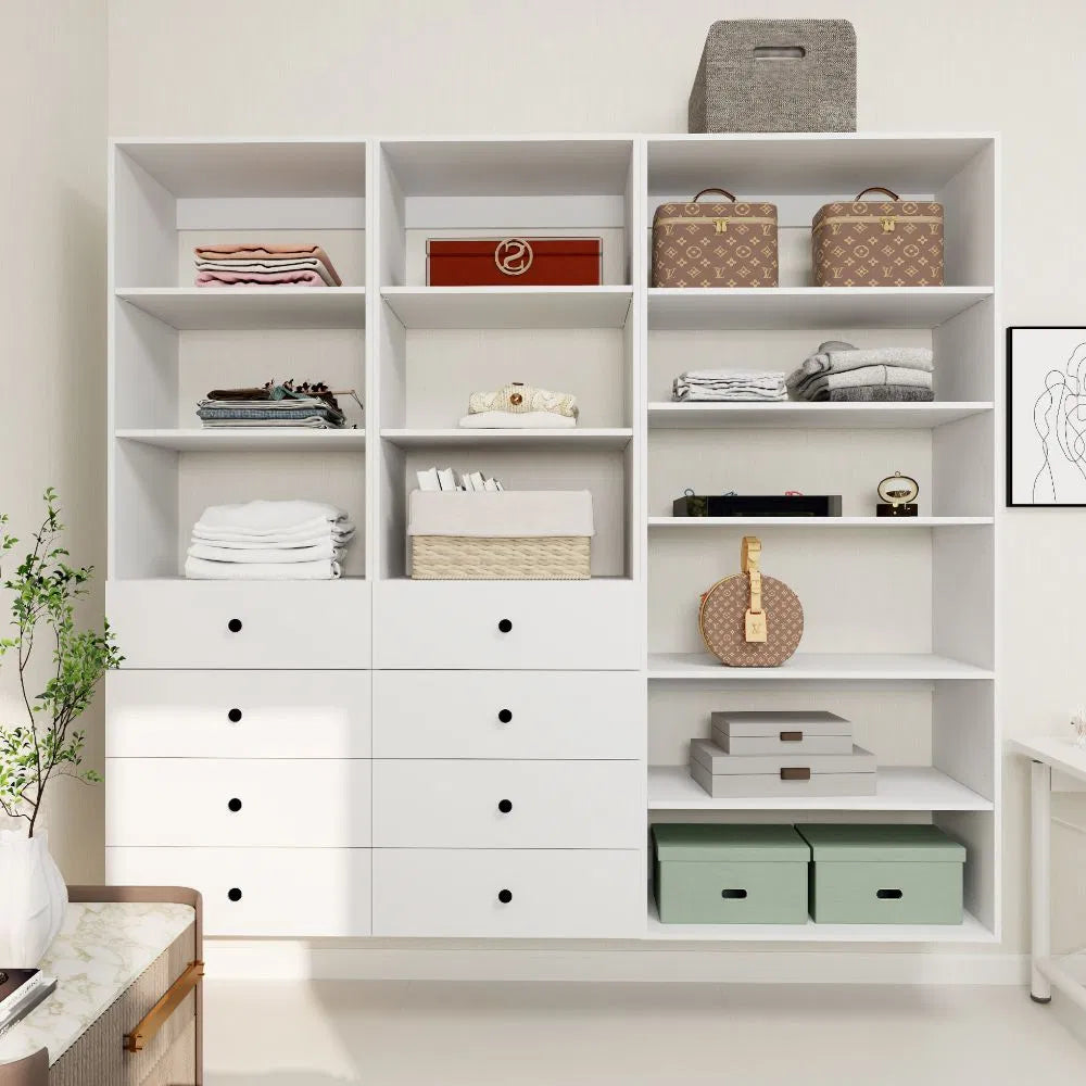 Livelylodge Modular Wardrobe Closet - Freestanding White Closet With Spacious Storage Shelves And Hanging Rods 70.86"W X 16.04"D X 70.86"H