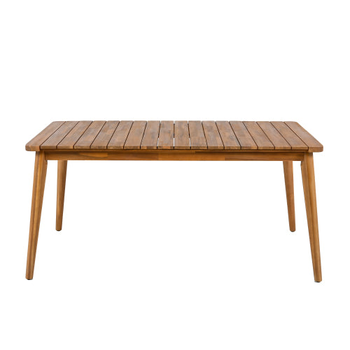 Acacia Wood Dining Table 6-Person Outdoor Table, Farmhouse Furniture For Patio, Garden, Backyard, Teak 180 LBS Weight Capacity 63L
