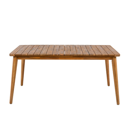 Acacia Wood Dining Table 6-Person Outdoor Table, Farmhouse Furniture For Patio, Garden, Backyard, Teak 180 LBS Weight Capacity 63L