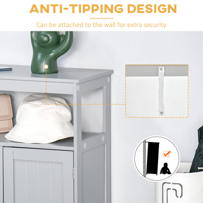 Freestanding Modern Bathroom Storage Cabinet, with Doors and Open Shelf, Bathroom Organizer Furniture, Grey