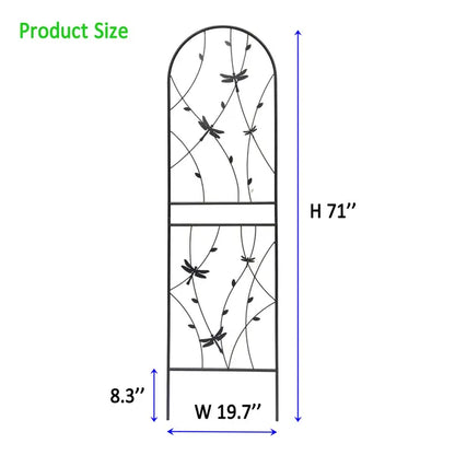 4 Pack Metal Garden Trellis 71" X 19.7" Rustproof Trellis For Climbing Plants Outdoor Flower Support Dragonfly Deco Black