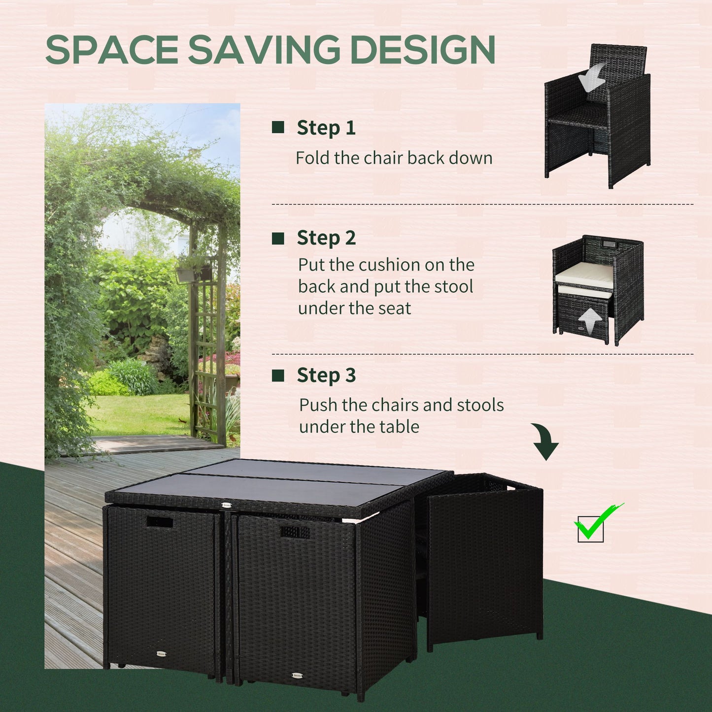 9 Pieces Outdoor Dining Set for 8