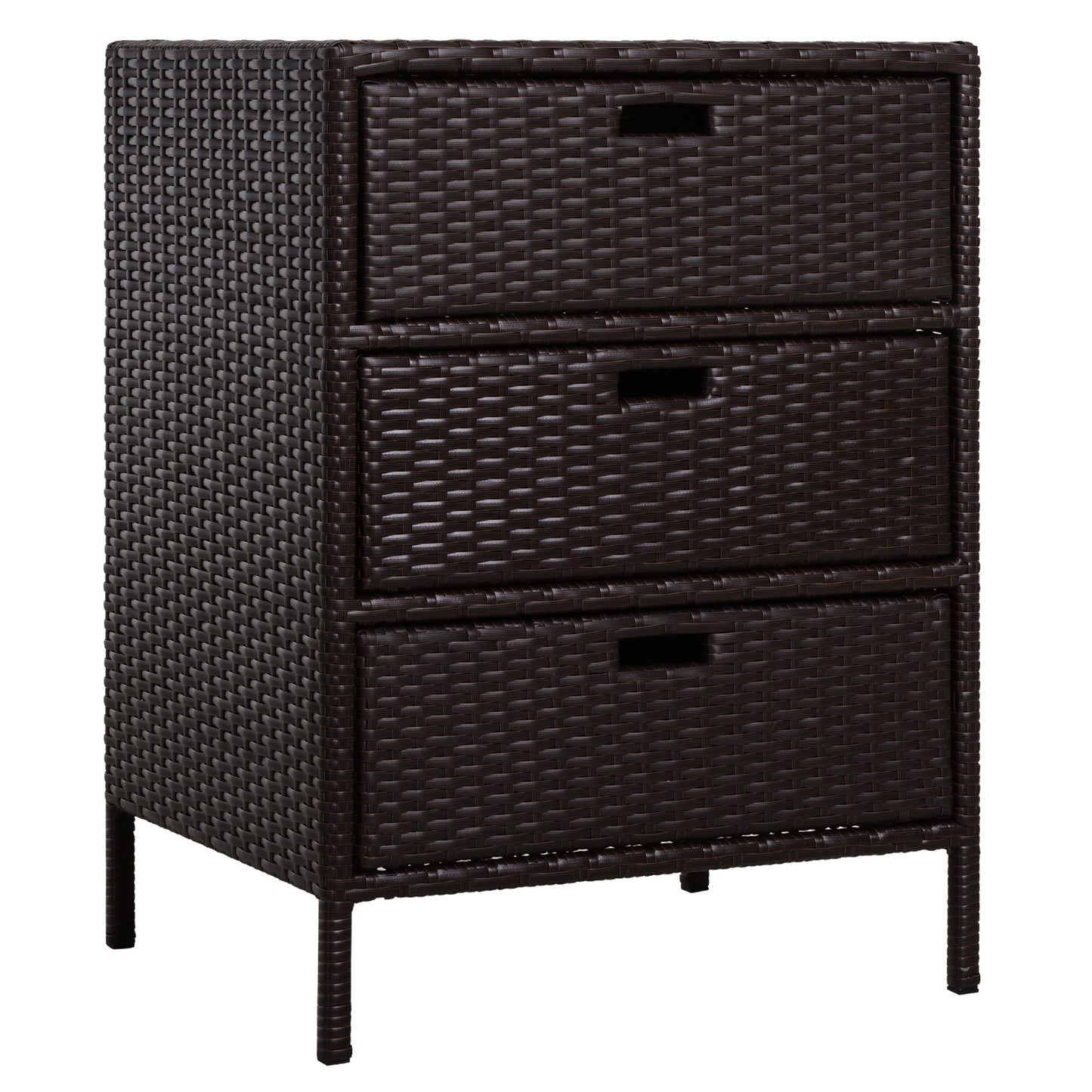 32  Poolside Rattan Wicker Patio Organizer Storage Cabinet With 3 Large Drawers  Weather Fighting Materials