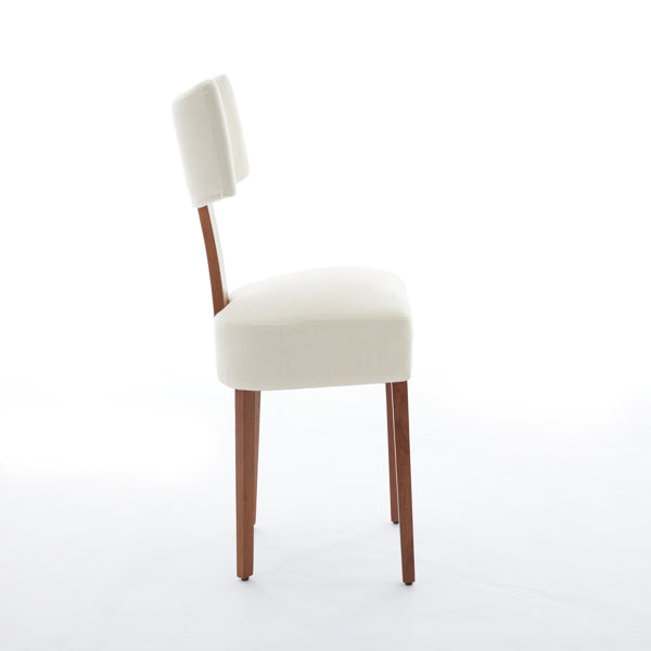 064-Set Of 2 Linen Fabric Modern Armless Dining Chairs With Curved Backrest And Solid Wooden Legs For Dining Room Living Room ,Beige