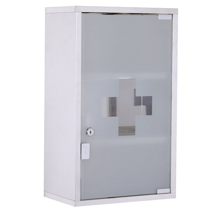 Medicine Cabinet Lockable 12x20, Stainless Steel, 3 Tier With Shelves For Bathroom Storage