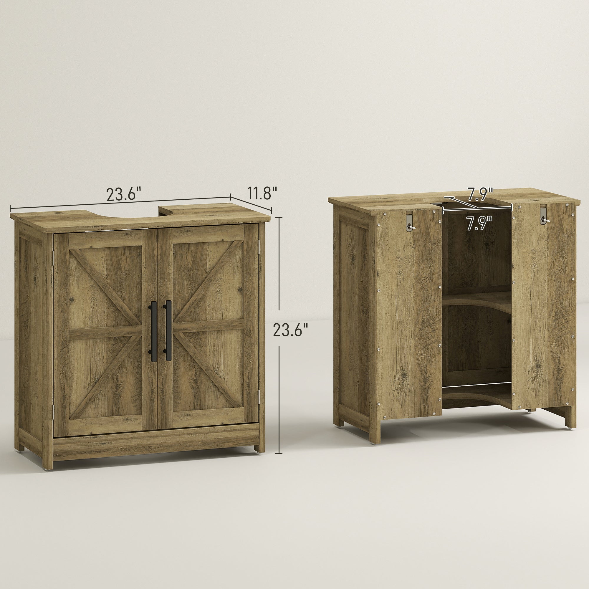 White Barn Door Sink Cabinet