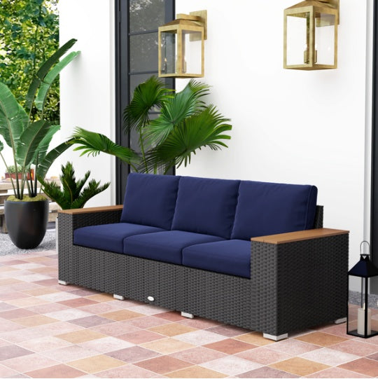 Rattan Three-Seater Outdoor Sofa