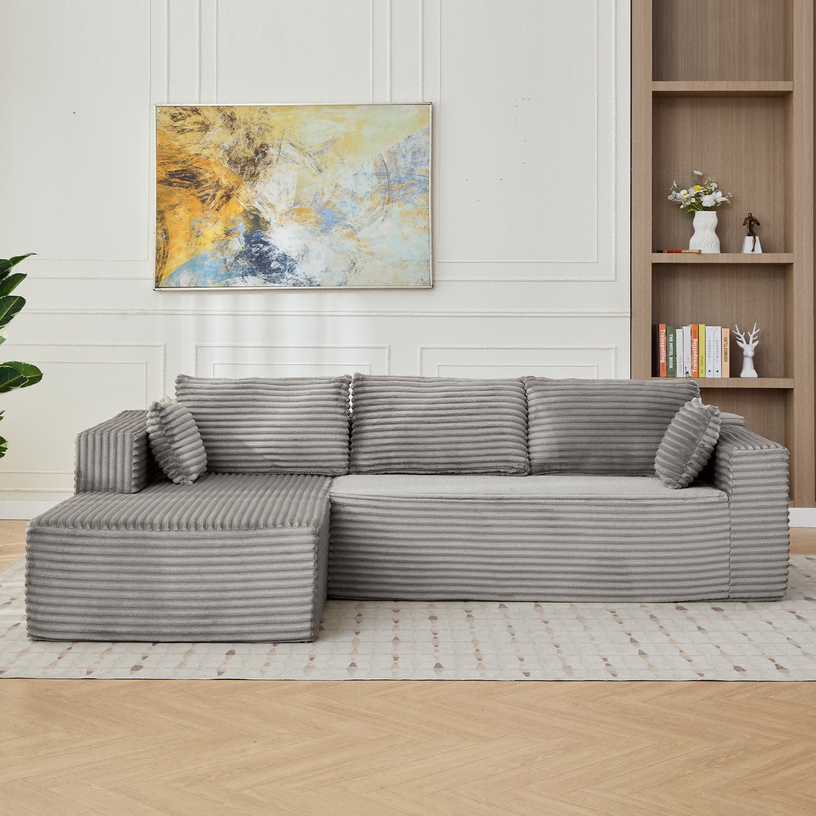 Corduroy L-Shaped Sofa Bed