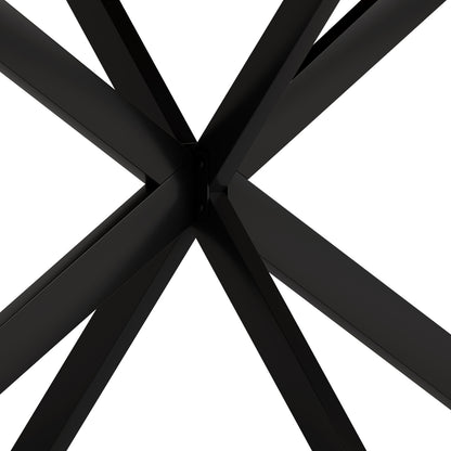 55.11-70.86 Retro Rectangular Stretch Dining Table, Grey Carole Top With Black Embossed Center Pl