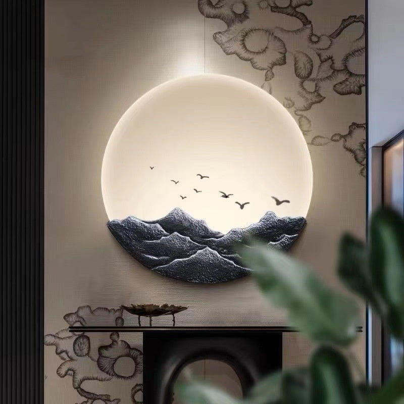 Chinese-style Wall Lamp LED Zen Living Room Bedroom Bedside Lamp