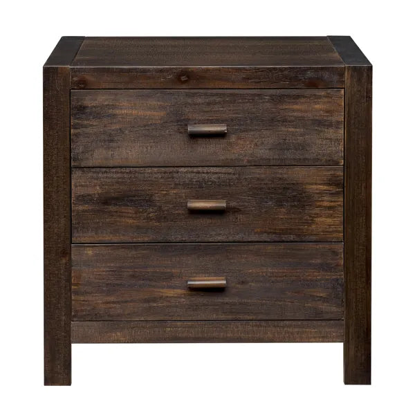 Wood Nightstand End Side Table With 3 Drawer For Living Room, Bedroom