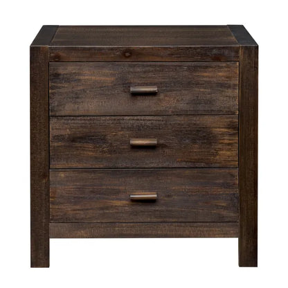 Wood Nightstand End Side Table With 3 Drawer For Living Room, Bedroom