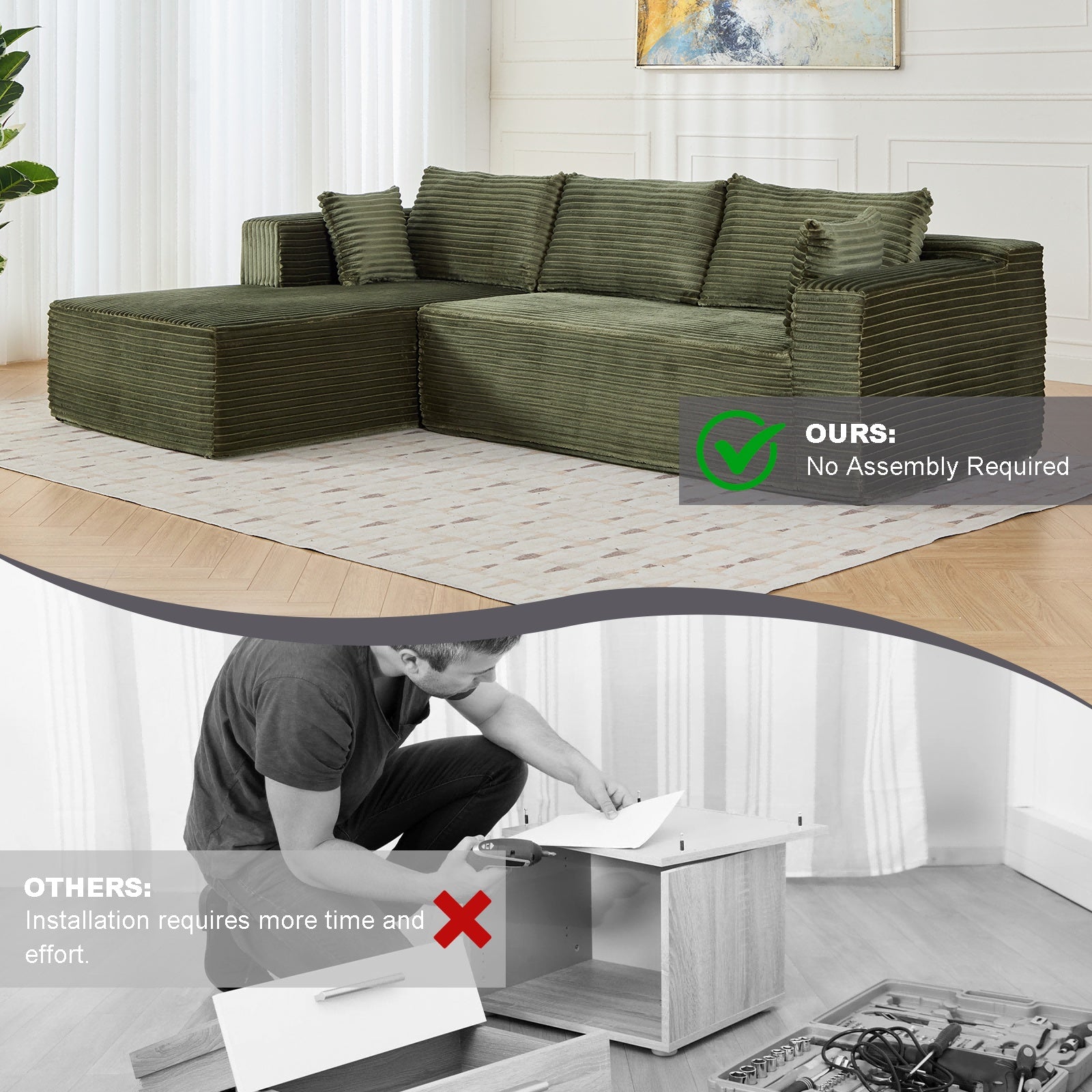 Corduroy Convertible Sectional Sofa