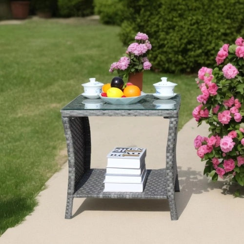 Grey Rattan Patio Table