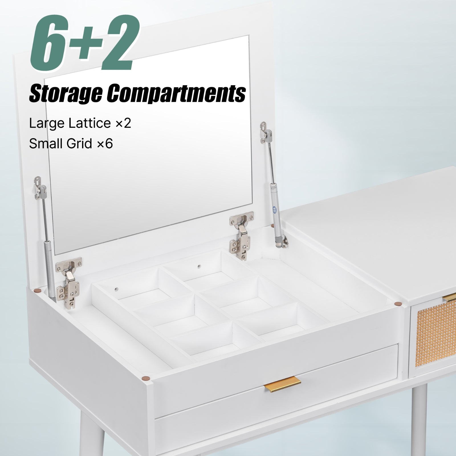 Wood Makeup Vanity Set Flip-Top Mirror Bedroom