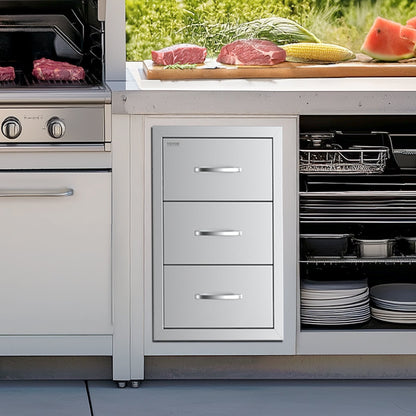 Outdoor Kitchen Drawers Triple BBQ Access Drawers Island 16.5x29x20.5 In