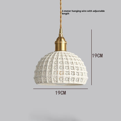 Living Room Bedroom Bedside Lamp Brass Ceramic Pendant Light