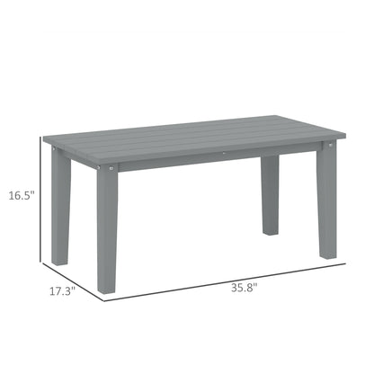 Rectangle Outdoor Coffee Table, HDPE All-Weather Outdoor Patio Table With Slatted Tabletop For Yard, Balcony, Gray