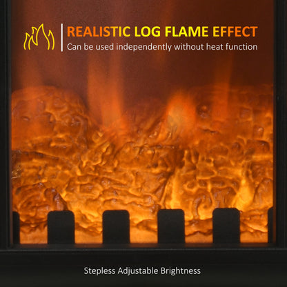 Electric Fireplace Heater Freestanding Fireplace Stove with 3-Side Realistic Flame Overheat Protection 750W/1500W