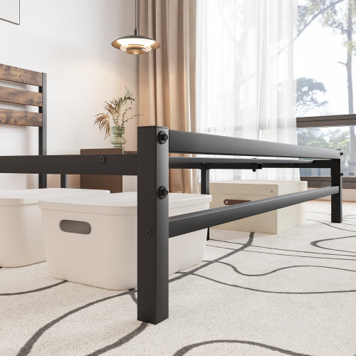 Rustic Brown Platform Bed