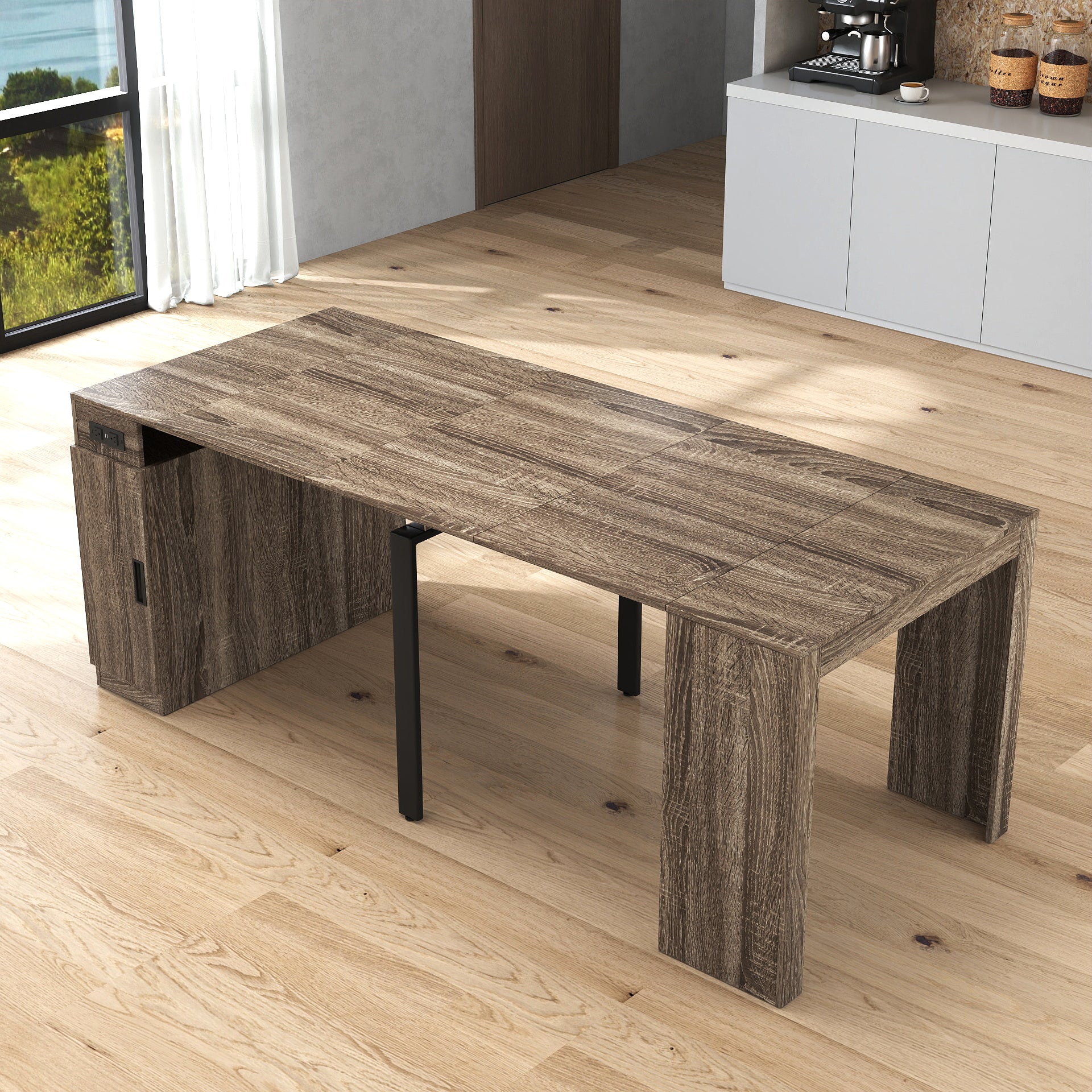 Brown Extendable Dining Table